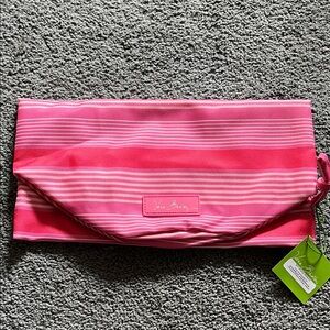Vera Bradley Pink and White Striped Clutch